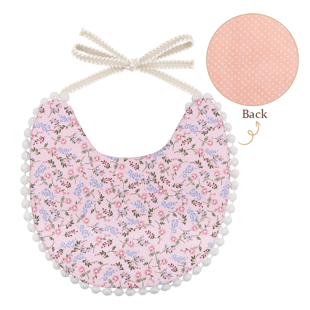 'Evergreen' - Bespoke Two-sided Floral & Lace Baby Bib