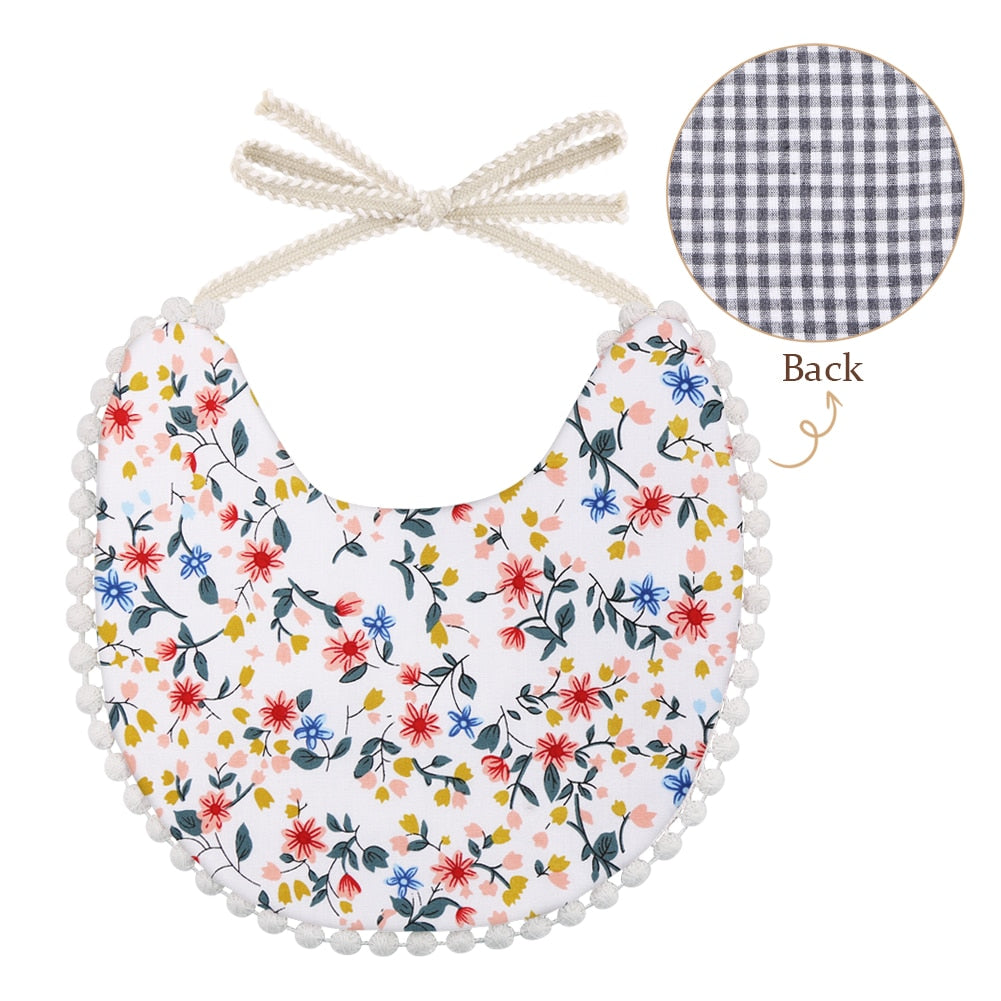 'Evergreen' - Bespoke Two-sided Floral & Lace Baby Bib