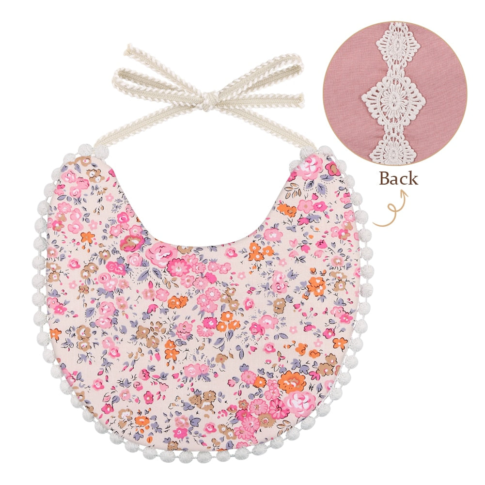 'Evergreen' - Bespoke Two-sided Floral & Lace Baby Bib