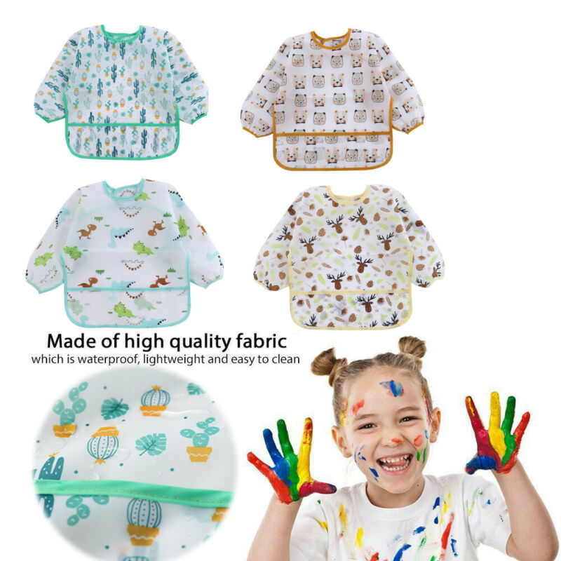 Everlee Waterproof Long Sleeve Art Smock and/or Bib Apron for Kids 2-4 Years